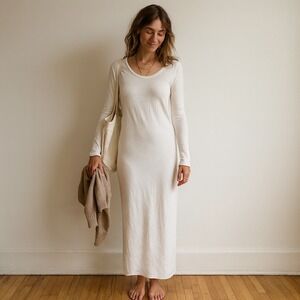 Raquel‎ Allegra Jerry Dress Womens XS 0 White Long Sleve Midi Quiet Luxury